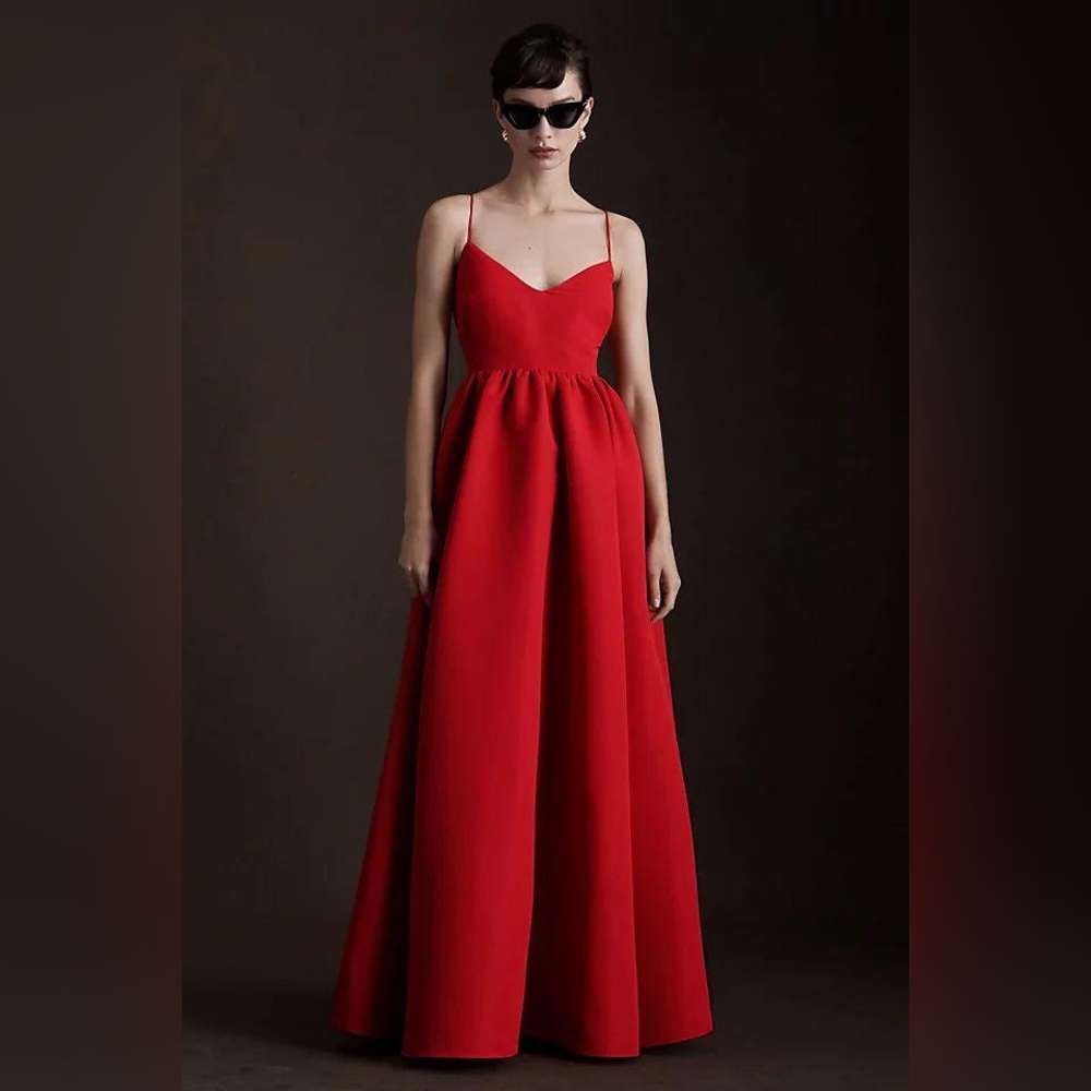 Sachin + Babi Red Bow-Back Evening Gown - Picture 3 of 16